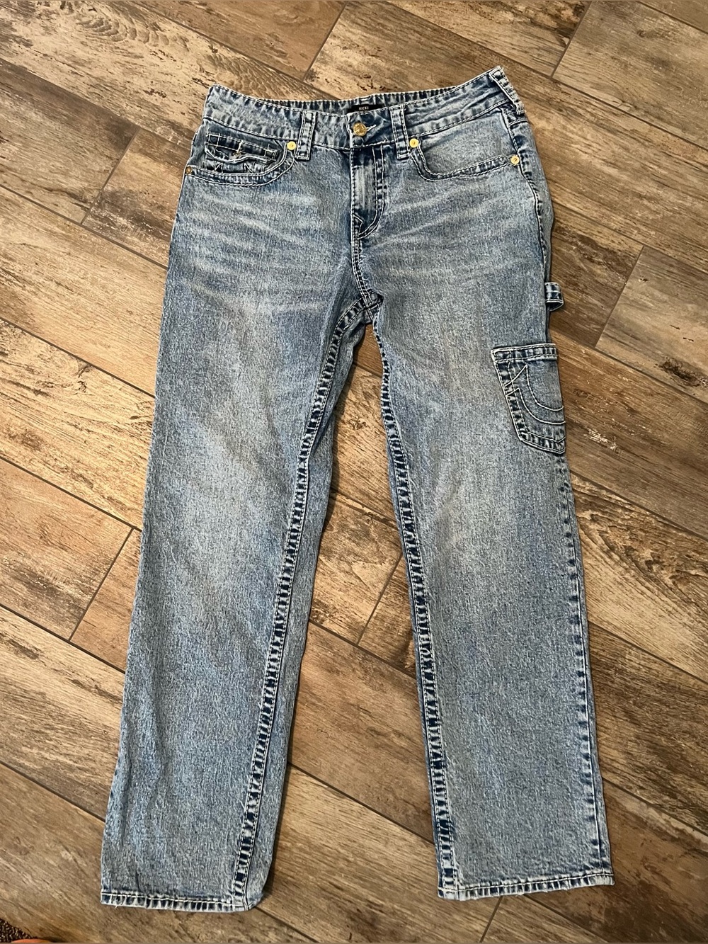 True Religion Cargo Jeans, Women’s Size 29, Gold Tone Buttons, DISCONTINUED